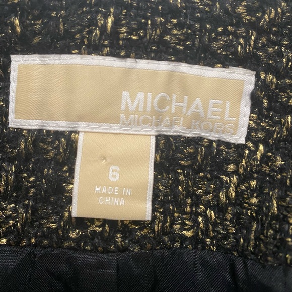 Michael Kors Black and Gold Tweed Suit Fashion Blazer Size 6 - Picture 5 of 15